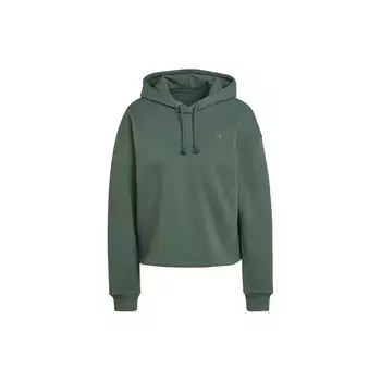 Adidas Женская всесезонная толстовка с капюшоном и длинным рукавом, однотонная, с вышитым логотипом, женская толстовка зеленого цвета HK0448 S