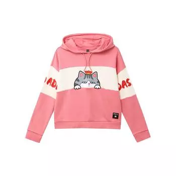 Adidas Женский пуловер с капюшоном Neo CNY Series Emperors Rest, пурпурный GP5737, с контрастным принтом L