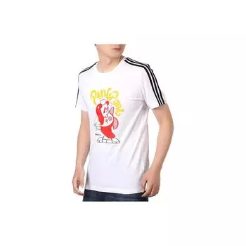 Adidas Животный Принт Алфавит Дышащая Повседневная Спортивная Футболка с Коротким Рукавом Мужские Топы Белый GK1551 L