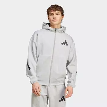 Adidas Zne. Спортивная куртка с капюшоном и застежкой-молнией, серая AS