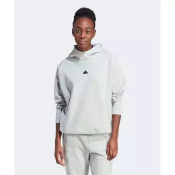 АДИДАС ЗНЕ. Толстовка с капюшоном серебристо-серого цвета IN5124