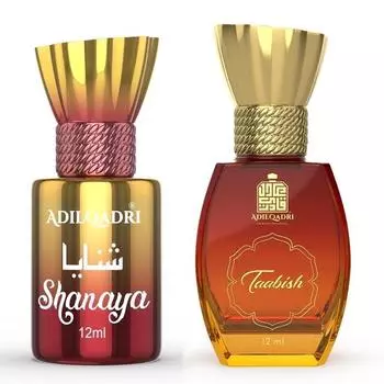 AdilQadri Shanaya & Taabish Attar Combo | Арабская французская смесь и арабский аромат | Стойкий безалкогольный шариковый аттар для мужчин и женщин