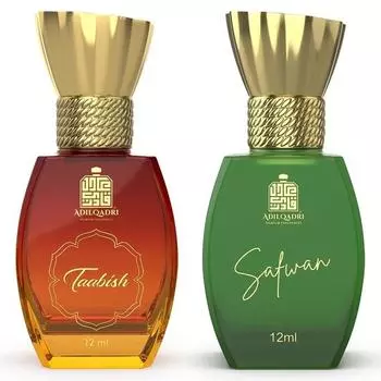 AdilQadri Taabish & Safwan Attar Combo | Арабский и свежий фруктовый аромат | Стойкий безалкогольный шариковый аттар для мужчин и женщин | Упаковка из 2-х флаконов по 12 мл