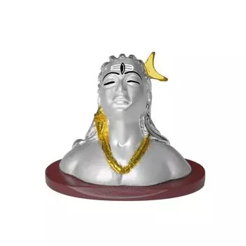 Adiyogi Shiv ji Idol for Home Dcor, Decorative Showpiece, Car Dashboard & Handicraft Luxury Religious Puja Gift Silver (8.5x4.5x6.5 CM)