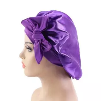 Adjust Solid Satin Bonnet Hair Styleing Long Hair Care Women Night Sleep Hat Silk Head Wrap Shower Hair Styleing Tool