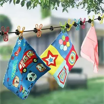 Adjustable 1.8m Retractable Clothesline with 12 Clips for Laundry and Camping чёрный