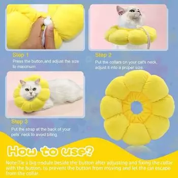 Adjustable Cat Recovery Collar Cute Solar Flower Neck Cone After Surgery Adjustable Cat Recovery Collar Cute Solar Flower Neck C XS жёлтый