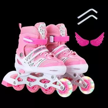 Adjustable Childrens Roller Shoes With Mesh Fabric Pvc Wheels For Play Outdoor S(26-32)
