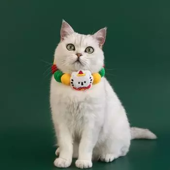 Adjustable Christmas Pet Collar Soft Cat Collars Dog Accessories Pet Necklace Christmas L-Dog