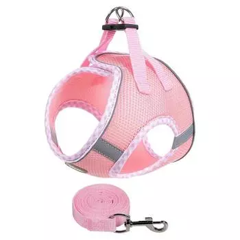 Adjustable Dog Harness Leash Breathable Dog Vest Pet Harness for Small Medium Dogs S розовый