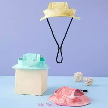 Adjustable Dog Hat Summer Shade Breathable Baseball Cap For Small Dogs Pet Hats With Ear Holes Outdoor Hiking Pet Accessories S светло-синий