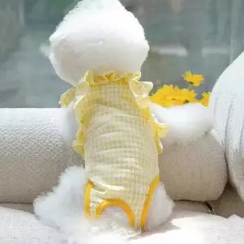 Adjustable Female Dog Physiological Pants Plaid Dogs Menstruation Pants Wound Recovery M жёлтый