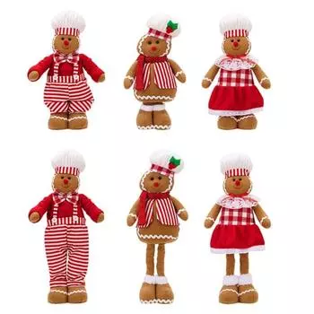 Adjustable Gingerbreads Man Figurine with Cook Hat Comfortable Stretchable Cookie Man Statue Christmas Decoration