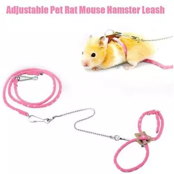 Регулируемая шлейка для хомяка с защитой от укусов и потерей поводка для песчанок, крыс, мышей, хорьков, поводки для прогулок, товары для мелких животных синий