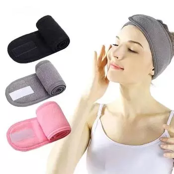 Adjustable Head Band Women Spa Wide Hairband Yoga Bath Shower Makeup Wash Face Cosmetic Headband Soft Hair Accessories чёрный