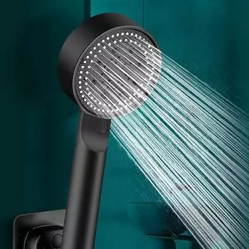 Adjustable High Pressure Self-cleaning Water Saving Massage Eco Bathroom Accessories Shower Head black-Shower and 1.5m Hose