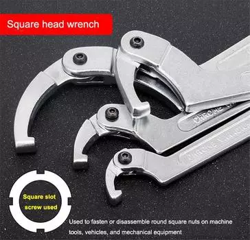 Adjustable Hook Spanner, Chrome Plated, Square Head Spanner, 8 Inch, 11/4 -3 , 32-76Mm, For Motorcycle Suspension