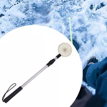 Adjustable Ice Fishing Galvanized Iron Telescopic Scalable Winter Tool Scoop Dia 11cm