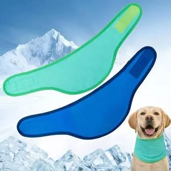 Adjustable Ice Triangle Scarf Avoid Heat Stroke Pet Bandana Calming Cooling Neck Wrap Hiking L синий