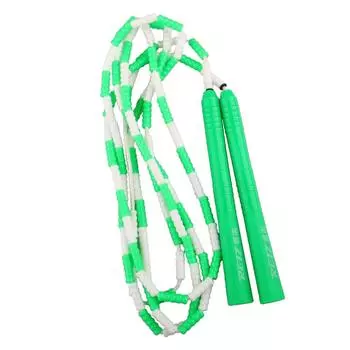 Adjustable Jump Rope Beaded Skipping for Exercise Fitness Green + White