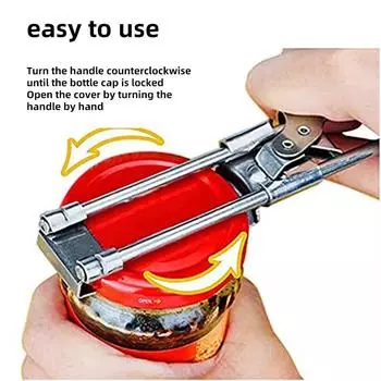 Adjustable Multifunctional Steel Can Opener Jar Lid Gripper Non Slip Bottle Can Opener Kitchen Tool
