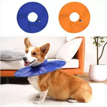 Adjustable Pet Recovery Collars Protective Oxford Cloth Cat Cone Elizabethan Collar Portable Anti Licking Pet Neck Cone Dogs S синий