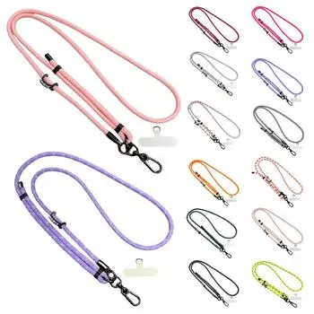 Adjustable Phone Lanyard Thickness 7.5mm Detachable Neck Cord with Tether Tabs Cell Phone Lanyard for Mobile Phone Case Lanyards Black and white striped rope