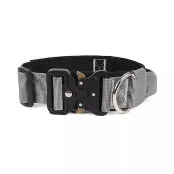 Adjustable Police Dog Collar Wear Resistant Dog Training Collars Tactical Dog Collar for Walking M серый