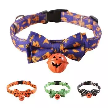 Adjustable Puppy Necklace Halloween Cat Necktie Pendant Pet Collar Halloween Decor M чёрный