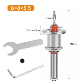 Adjustable Screw Drill Bit Milling Cutter Router Core Limiter Alloy Drill Bits Set 2.8/3.0/3.2/3.5/4.0mm Demolition Screw Hole Style E 1set