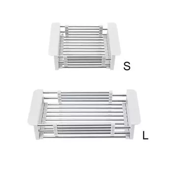 Adjustable Sink Dish Drainers Drain Basket Dish Drying Rack Stainless Steel Kitchen Organizer Telescopic Sink Storage Rack