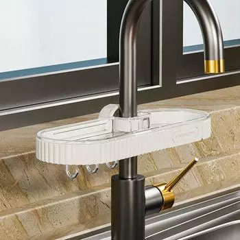 Adjustable Sink Drain Rack Plastic Sink Sponge Draining Basket Soap Drainer Shelf Bathroom белый