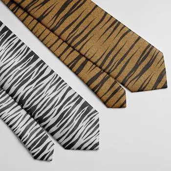 Adjustable Snakeskin Print Tie 8cm Men Necktie Creative Leopard Print Tie Shirt Style 3