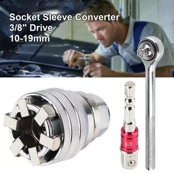 Adjustable Socket Adapter Multifunctional Wrench Socket Sleeve Converter 3pcs 3/8 Drive Wrench 10-19mm