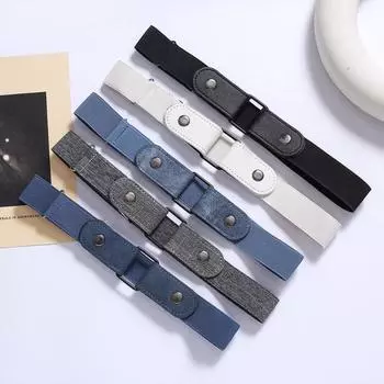 Adjustable Stretch Elastic Waist Band Invisible Belt Buckle-Free Belts Jean Pants Dress No Buckle Easy To Wear Waist Support тёмно-синий