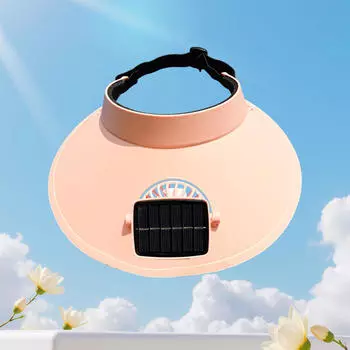 Adjustable Sun Visor Hat with Fan for Beach Use розовый