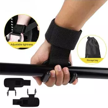 Регулируемые перчатки с крючком для поднятия тяжестей, прочные стальные крючки с крючками, ремни, силовые тренировки, фитнес-поддержка запястья, подъемные ремни