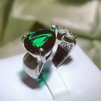 Adjustable Womens Ring Set with Water Drop Jadeite Ring In Fashionable Zircon Jewelry Opening adjustable