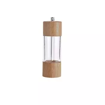 Adjustable Wooden Acrylic Manual Salt and Pepper Mill Spice Grinder Kitchen Tool Sea Salt Jar 6inch