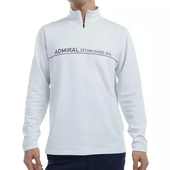 Admiral Golf ADMA467 Классическая флисовая подкладка, длинный рукав, половина молнии, белая мужская рубашка, белый
