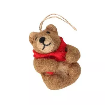 Adorable Felt Brown Bear Charm Keychain Lovely Animal Pendant for Backpack or Handbags Fashionable Key Accessory 1