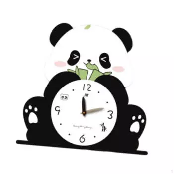 Adorable Panda Clock Desk Ornament Home Decoration Modern Tabletop Low Noise for Dining Style A