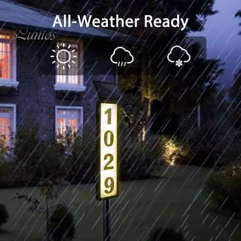 Адресная табличка на солнечной энергии. Адресная табличка с подсветкой. Водонепроницаемая. Автоматическая зарядка. Простая установка. Светодиодный адресный номер с подсветкой. чёрный