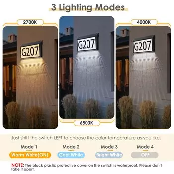 Адресная табличка на солнечных батареях с номерами домов, наружная водонепроницаемая, 3-цветная, светодиодная подсветка, адресная табличка с кольями