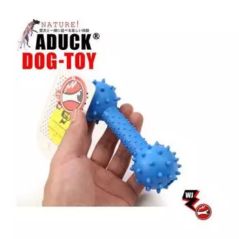 [ADUCK] Игрушка для удаления зубного камня для собак, латексная погремушка в форме кости, синяя, 1 шт.