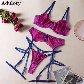 Aduloty, новое сексуальное эротическое белье, кружевной узор, полые искушения, перспектива, подвязки, женское нижнее белье, комплект из четырех предметов S