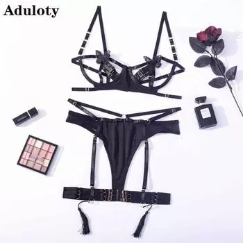 Aduloty, новое сексуальное женское нижнее белье, высококачественное украшение в виде бабочки, полые перспективы, соблазнительная подвязка, кулон, комплект эротического нижнего белья S