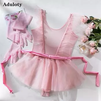 Aduloty женское сексуальное сетчатое боди-юбка с перчатками комплект из трех предметов летнее тонкое кружевное белье перспективный ремень эротическое нижнее белье S