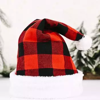 Adult Christmas Unique Hat In Red And Black Checkered Design For Holiday Cheer