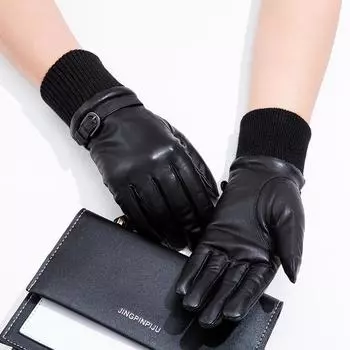 Adult Fashionable Genuine Leather Warm Gloves for Autumn and Winter Women s Sheepskin Touch Screen Driving Windproof and Cycling Gloves M Size/